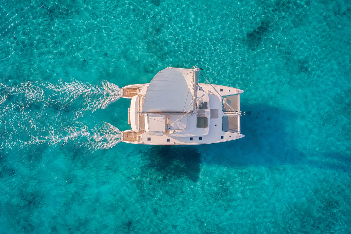 Aerial view of the catamaran